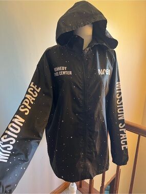 NASA Kennedy Space Center Black Hooded Windbreaker Jacket